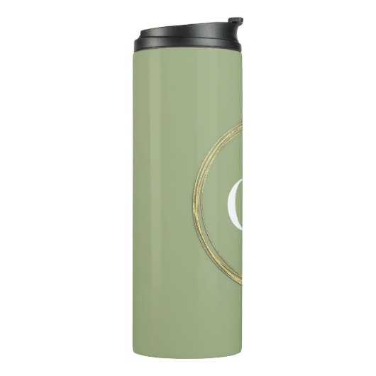Gedempte Elegantie - Tranquil Sage Monogram Thermosbeker (Gedraaid links)
