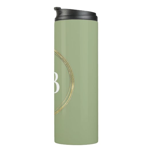 Gedempte Elegantie - Tranquil Sage Monogram Thermosbeker (Geroteerd rechts)