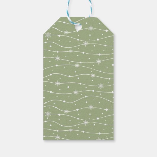 Gedempte Elegantie - Tranquil Sage Snowflake Gift Cadeaulabel (Achterkant)