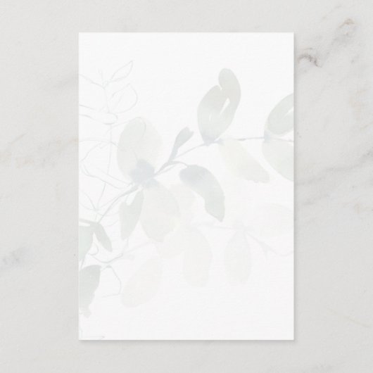 Gedempte eucalyptus bruiloft details informatiekaartje (Achterkant)