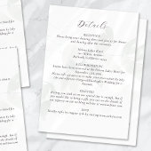 Gedempte eucalyptus bruiloft details informatiekaartje