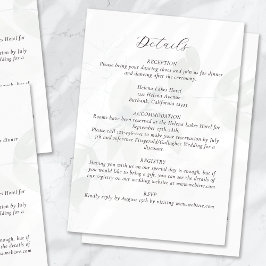 Gedempte eucalyptus bruiloft details informatiekaartje