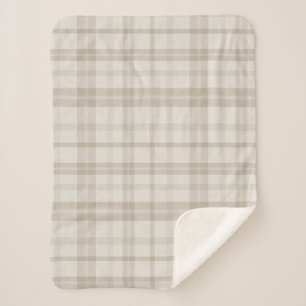Gedempte Farmhouse Taupe Geruit Sherpa Deken
