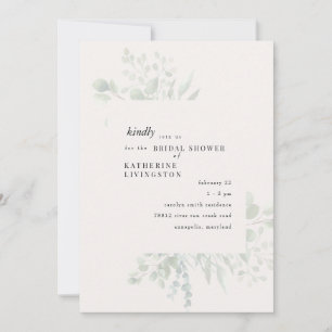 Gedempte Foliage Cream Bridal Douche Uitnodiging