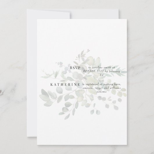 Gedempte Foliage Cream Bridal Douche Uitnodiging (Achterkant)