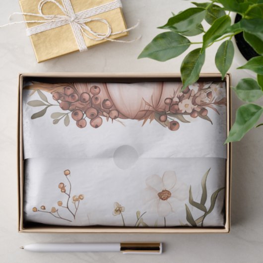 Gedempte gekleurde herfst pompoen en bloemen tissuepapier (Geschenk)