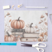 Gedempte gekleurde herfst pompoenen en boeken tissuepapier (Craft)