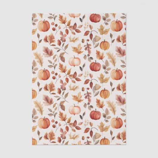 Gedempte gekleurde herfst thema appels en bladeren tissuepapier (Voorkant)