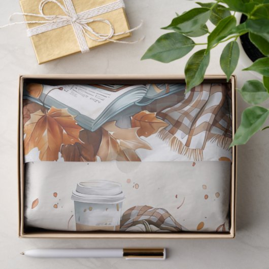 Gedempte gekleurde herfst thema boeken en pompoene tissuepapier (Geschenk)