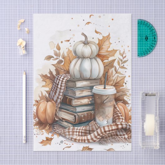Gedempte gekleurde herfst thema boeken en pompoene tissuepapier (Craft)