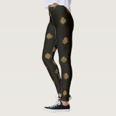 Gedempte gouden bladeren Zwart Leggings (Links)