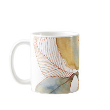 Gedempte Gouden Blauwe Aquarel Botanische Bladeren