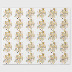 Gedempte gouden blauwe waterverf botanische blader cadeaupapier