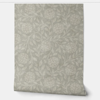 Gedempte grijze hortensia traditioneel behang