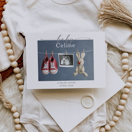 Gedempte grijze minimalistische zwangerschapsaanko kaart