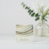 Gedempte groene Aqua Aqua Earthy Ketting Display Vierkante Visitekaartje (Staand voorkant)