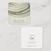 Gedempte groene Aqua Aqua Earthy Ketting Display Vierkante Visitekaartje (Voorkant / Achterkant)