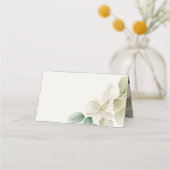 Gedempte groene bladeren bruiloft plaatskaartje (Achterkant)