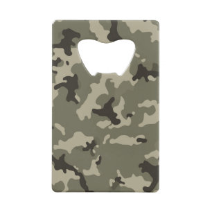 Gedempte groene camouflage slanke portefeuille tac creditkaart flessenopener