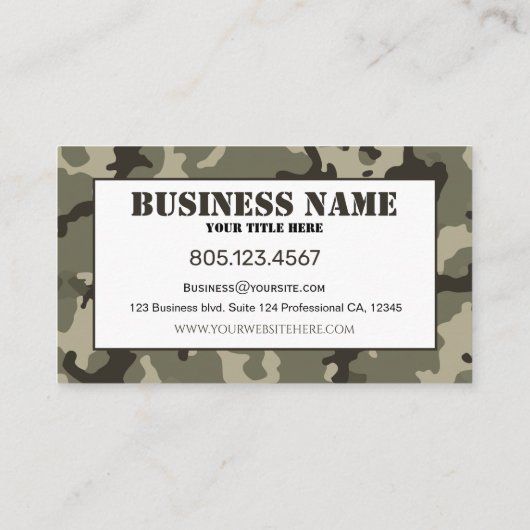 gedempte groene camouflage visitekaartje (Achterkant)
