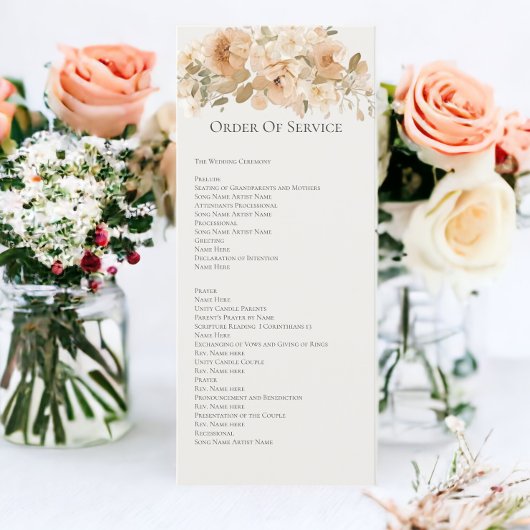 Gedempte Groene en Perzik Bloemen Orde van de Dien Kaart