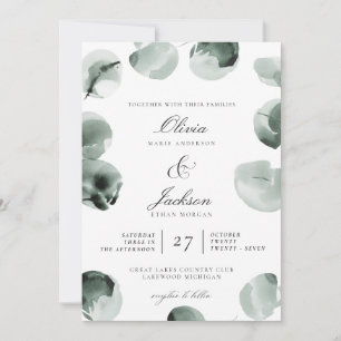 Gedempte groene eucalyptus scripted moderne bruilo kaart