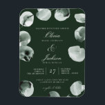 Gedempte groene eucalyptus scripted moderne bruilo magneet<br><div class="desc">Groen en Eucalyptus Scripted Modern Wedding Invitation Verfijnde gedempte waterverf - Dark</div>