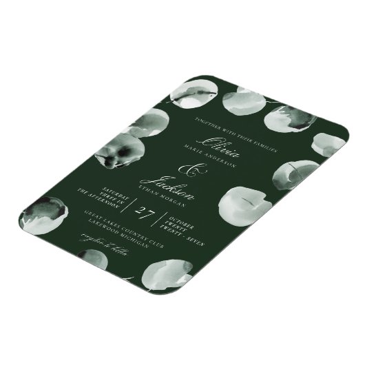 Gedempte groene Eucalyptus scripted moderne trouwd Magneet (Linkerzijde)