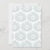 Gedempte groene hand getrokken blad monogram kunst kaart (Achterkant)