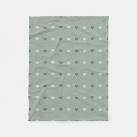 Gedempte groene hart raster naadloos patroon fleece deken (Voorkant)