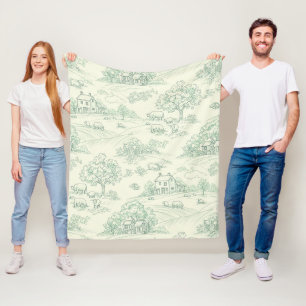 Gedempte groene pastorale boerderijdier toile prin fleece deken