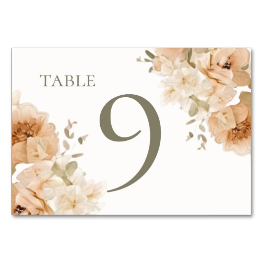 Gedempte groene perzik bloem bruiloft kaart (Voorkant)