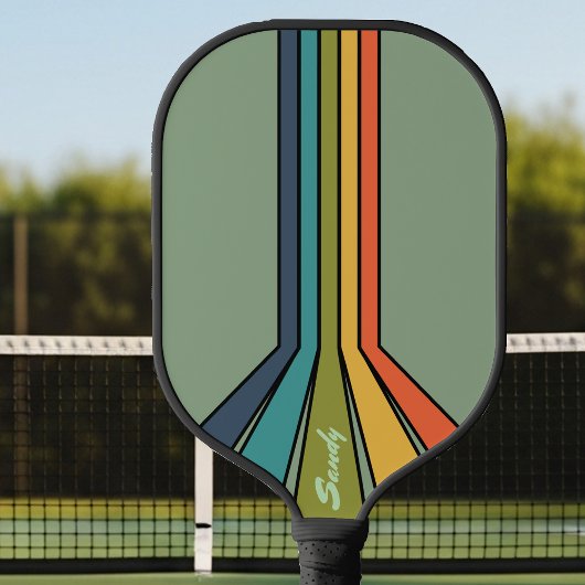 Gedempte groene Retro kleur raket lancering Pickleball Paddle