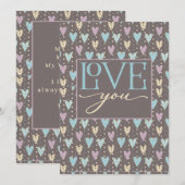 Gedempte harten, hou van je, VALENTIJNSE Feestdagenkaart (Voorkant / Achterkant)