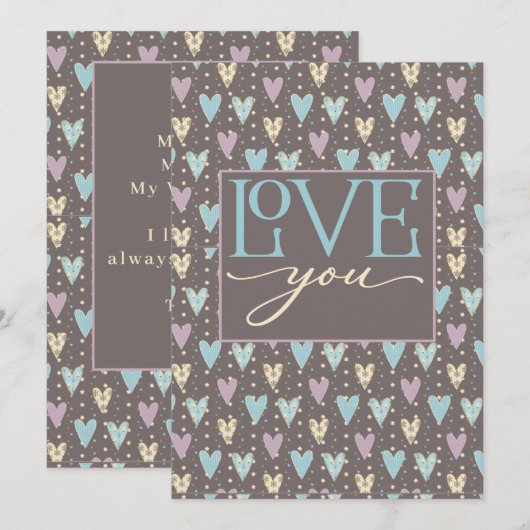 Gedempte harten, hou van je, VALENTIJNSE Feestdagenkaart (Voorkant / Achterkant)