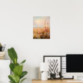 Gedempte herfst wilde bloemenveld landschapsschild poster (Thuiskantoor)