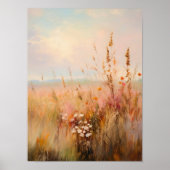 Gedempte herfst wilde bloemenveld landschapsschild poster (Voorkant)