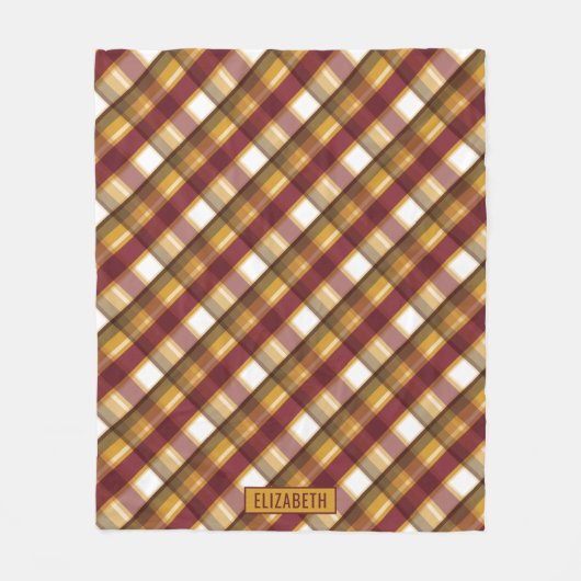 Gedempte herfstkleuren rood Sinaasappel groen geru Fleece Deken (Voorkant)