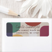 Gedempte Jewel Tone Modern Shapes Retouradres Etiket (Insitu)