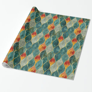gedempte kerstballen cadeaupapier