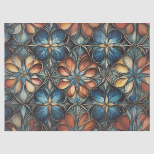 Gedempte kleuren bloempatroon decoupage tissuepapier (Voorkant)