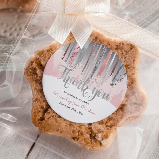 Gedempte kleuren Sneeuwbos Winter Verjaardag Ronde Sticker