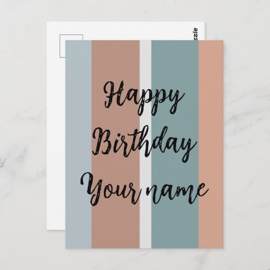 Gedempte kleuren strepen briefkaart (Voorkant / Achterkant)