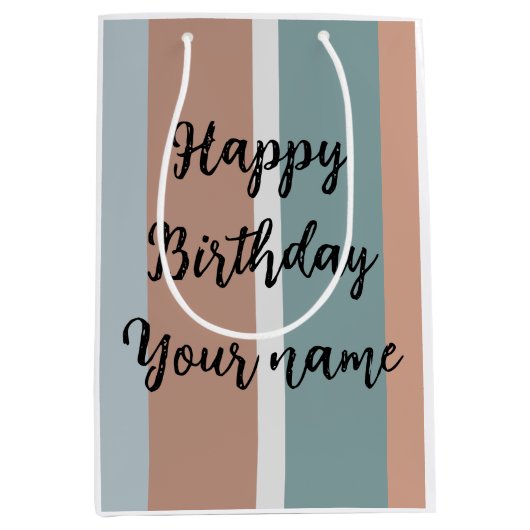 Gedempte kleuren strepen medium cadeauzakje (Voorkant)