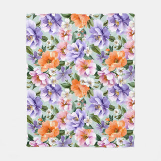 Gedempte kleurrijke bloemen Boho bloem Fleece Deken