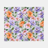 Gedempte kleurrijke bloemen Boho bloem Fleece Deken (Voorkant (Horizontaal))