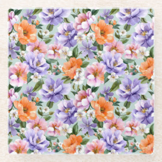 Gedempte kleurrijke bloemen Boho bloem Glazen Onderzetter