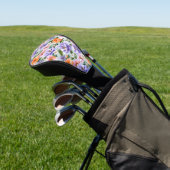 Gedempte Kleurrijke Bloemen Boho bloem Golfheadcover (Insitu)