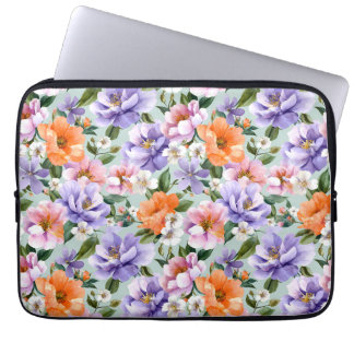 Gedempte Kleurrijke Bloemen Boho bloem Laptop Sleeve