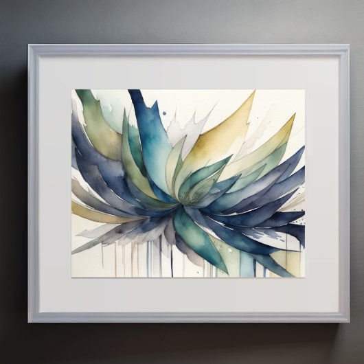 Gedempte Koele Kleuren Waterverf Abstract Ontwerp Poster